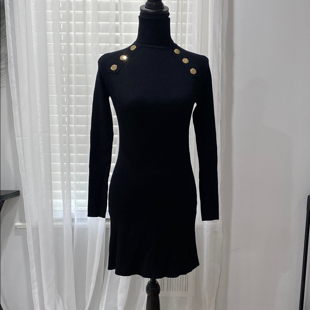 Zara Black Dress with gold accents